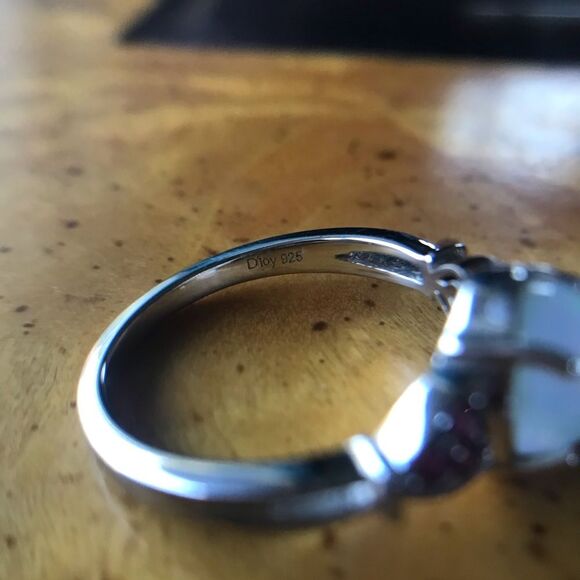 Natural Ethiopian Welo Opal Ruby Sterling Silver Ring Size 9 - Picture 6 of 8